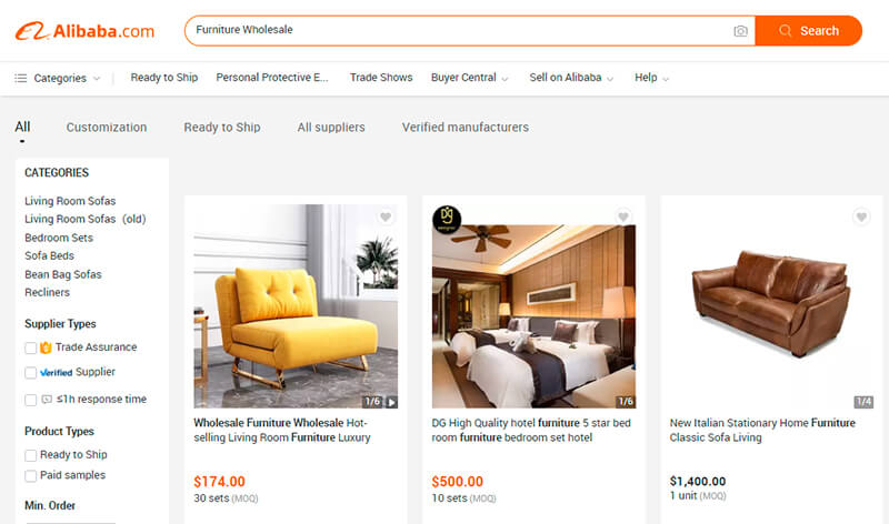 Alibaba China Furniture Wholesale Online Sites